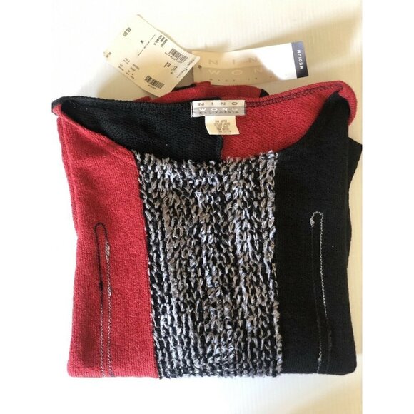 Nino Wong Womens Knit Casual Color Block Sweater Size M - Picture 7 of 9